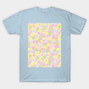 RETRO FLORAL PATTERN 70S GROOVY PASTEL PINK YELLOW GREEN BLUE FLOWER MARKET SCANDINAVIAN MEADOW MIDSOMMAR T-Shirt